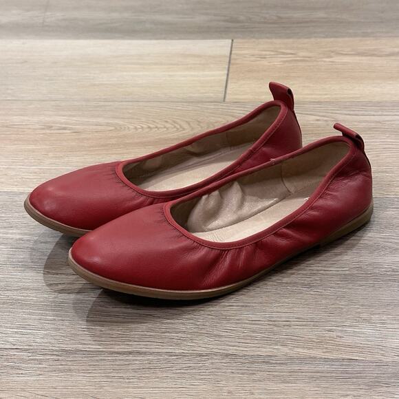 Eileen Fisher Ballet Flats Women’s 7 Notion Cranberry Red Leather Chic Preppy - Picture 4 of 9